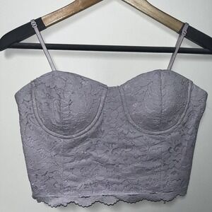 Audrey Parks Francesca's Lingerie Corset Bustier Bra Top Lavender Purple Medium